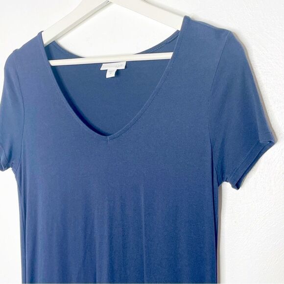 J. Jill Navy Blue Cotton Modal Rayon midi dress with back detail and pockets - Picture 1 of 11